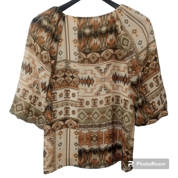 Calvin Klein Printed Crew Neck Elbow Length Sleeve Blouse Size Large - Picture 9 of 12